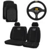 Caterpillar Canvas Seat Cover Steering Wheel Cover & Floor Mat Combo -Auto Parts Store PS038