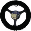 CLOUDLUX Steering Wheel Cover - Sheepskin, Black, 380mm Diameter