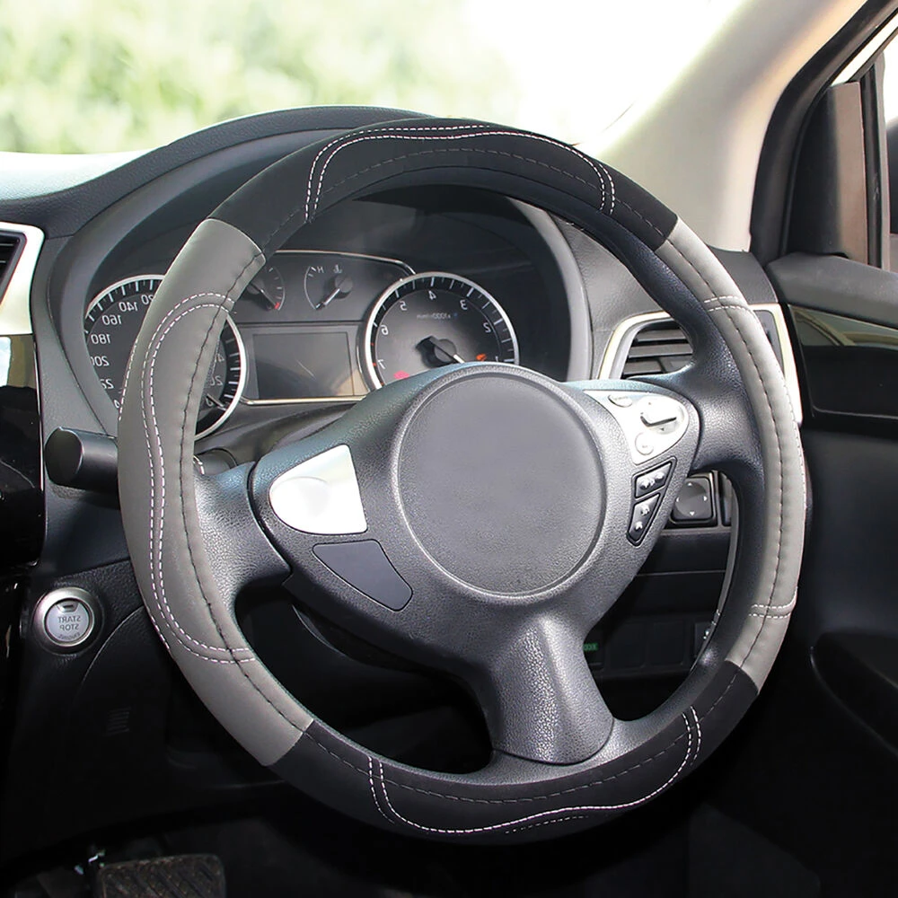 SCA Steering Wheel Cover - Contour Stitch, Grey, 380mm Diameter 4 SCA Steering Wheel Cover - Contour Stitch, Grey, 380mm Diameter - Image 2