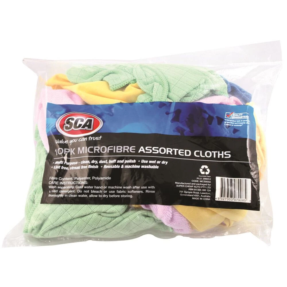 SCA Microfibre Cloths Assorted 10 Pack 3 SCA Microfibre Cloths Assorted 10 Pack