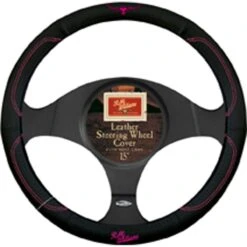 R. M. Williams R.M.Williams Jillaroo Steering Wheel Cover - Leather, Black And Pink, 380mm Diameter