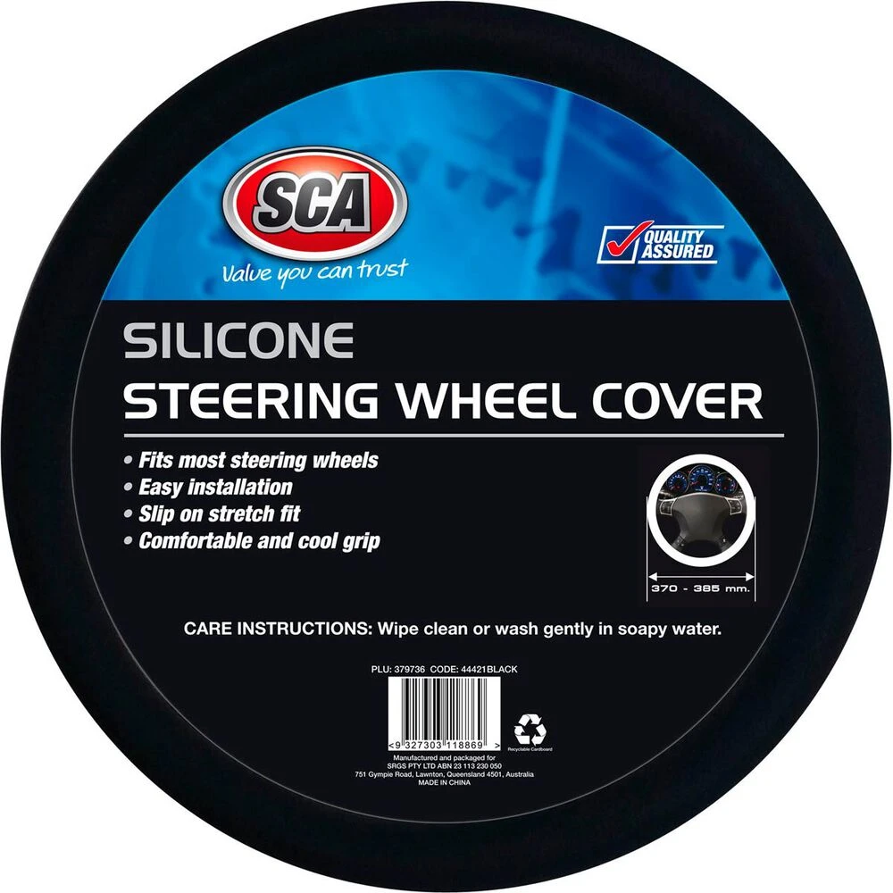 SCA Steering Wheel Cover - Silicone, Black, 380mm Diameter 3 SCA Steering Wheel Cover - Silicone, Black, 380mm Diameter