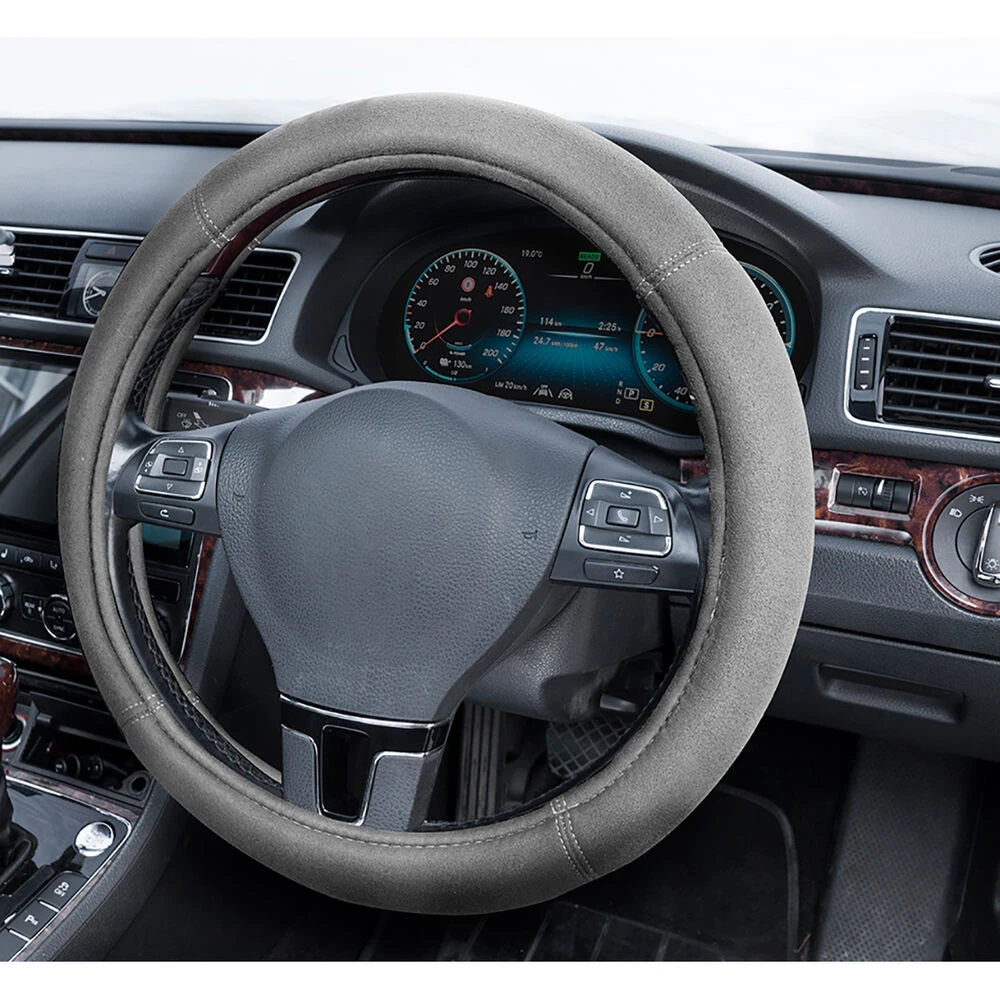 Premium Cloud Suede Steering Wheel Cover - Charcoal 380mm Diameter 5 Premium Cloud Suede Steering Wheel Cover - Charcoal 380mm Diameter - Image 3
