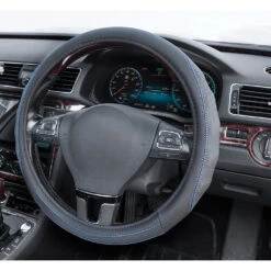 SCA Steering Wheel Cover - PU Racing, Black/Blue, 380mm Diameter -Auto Parts Store SCA 568756 00 hi res
