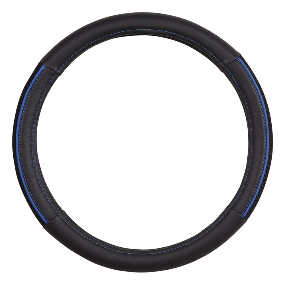 SCA Steering Wheel Cover - PU And Mesh, Black / Blue, 380mm Diameter 4 SCA Steering Wheel Cover - PU And Mesh, Black / Blue, 380mm Diameter - Image 2