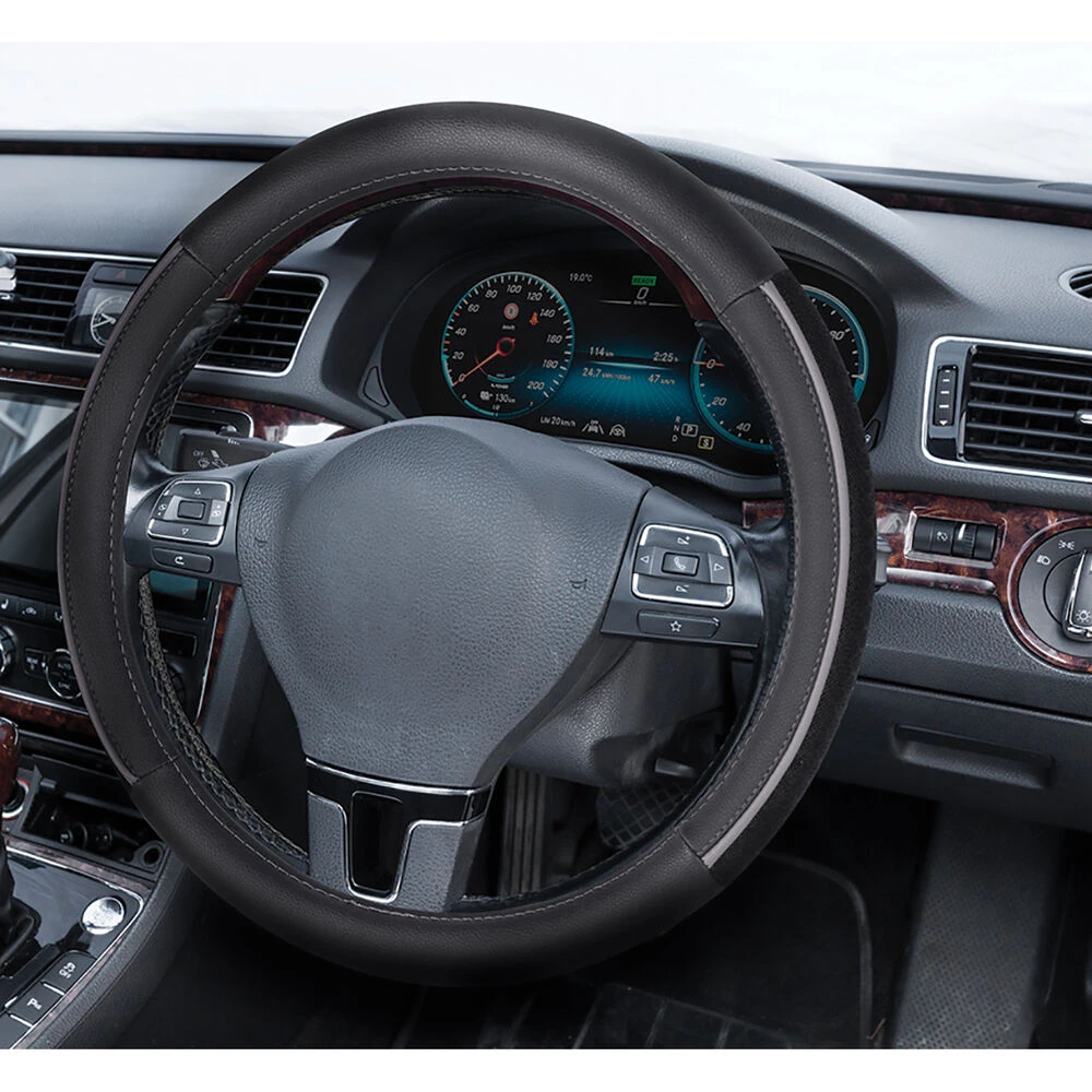 SCA Steering Wheel Cover - PU And Mesh, Black / Grey, 380mm Diameter 4 SCA Steering Wheel Cover - PU And Mesh, Black / Grey, 380mm Diameter - Image 2