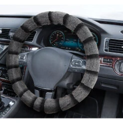 SCA Fluffy Steering Wheel Cover - Grey, 380mm Diameter -Auto Parts Store SCA 610760 00 hi res