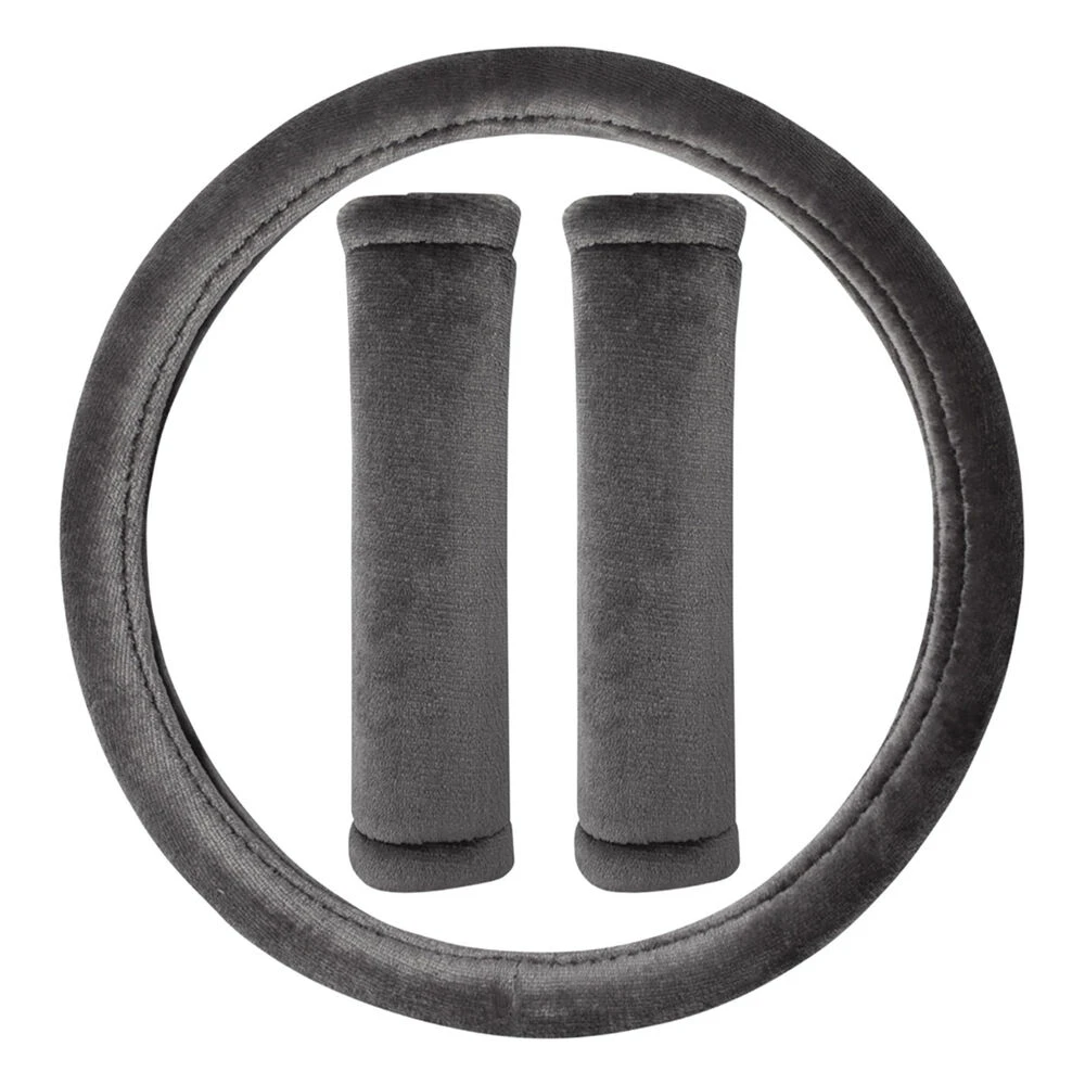 SCA Steering Wheel Cover & Seat Belt Buddies Set - Terry Towelling, Grey 380mm Diameter 4 SCA Steering Wheel Cover & Seat Belt Buddies Set - Terry Towelling, Grey 380mm Diameter - Image 2
