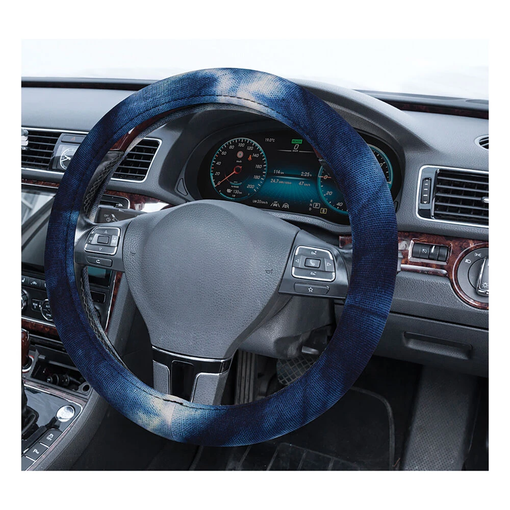 SCA Steering Wheel Cover Tie Dye Mesh Blue/White 380mm Diameter 4 SCA Steering Wheel Cover Tie Dye Mesh Blue/White 380mm Diameter - Image 2