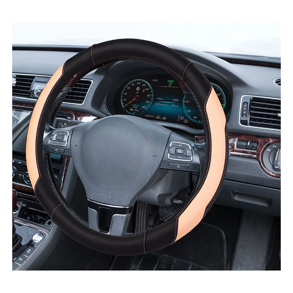 SCA Steering Wheel Cover Leather Look Peach/Black 380mm Diameter 4 SCA Steering Wheel Cover Leather Look Peach/Black 380mm Diameter - Image 2