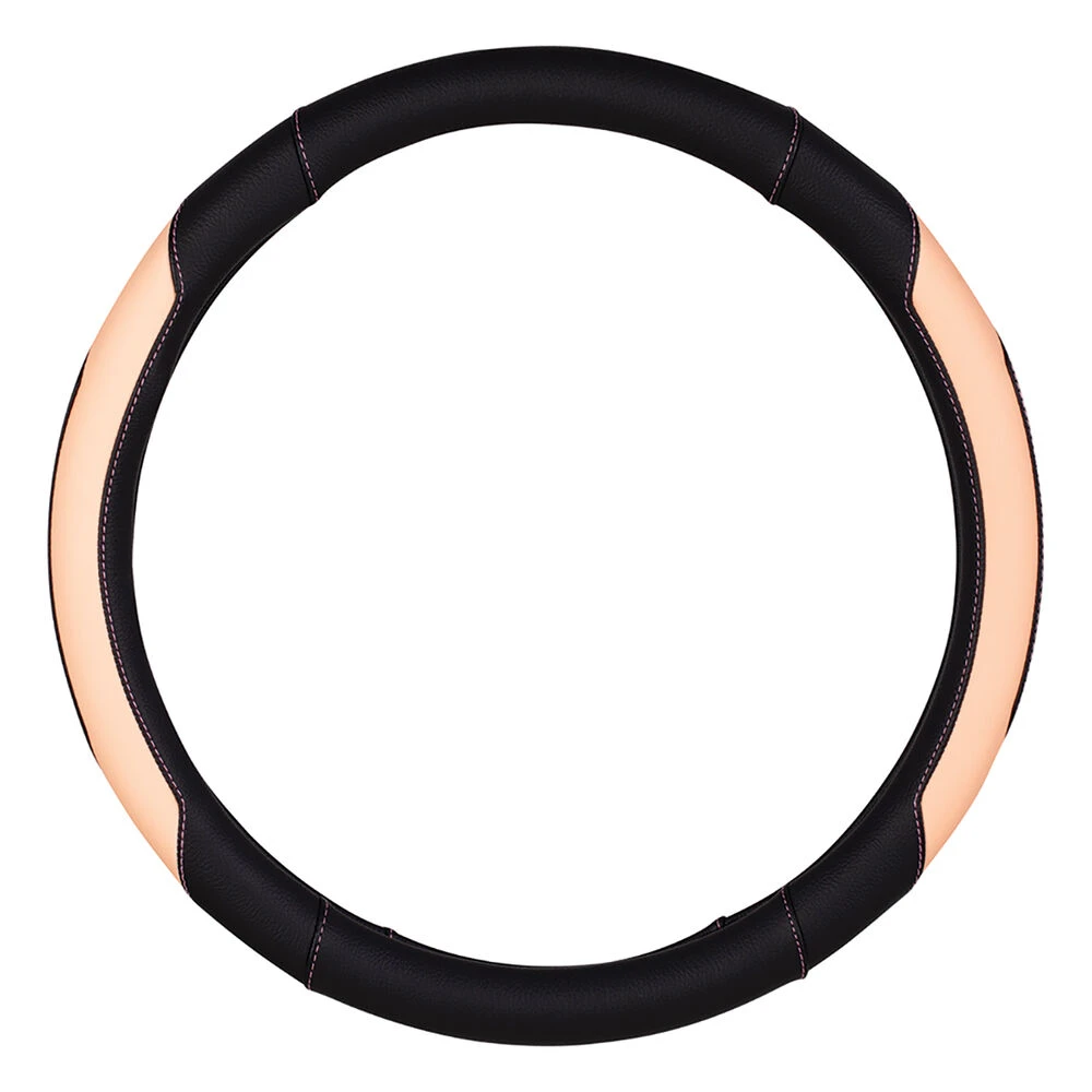 SCA Steering Wheel Cover Leather Look Peach/Black 380mm Diameter 3 SCA Steering Wheel Cover Leather Look Peach/Black 380mm Diameter