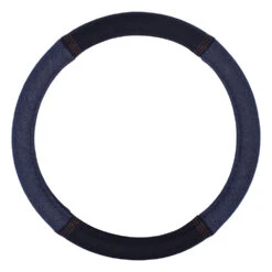 SCA Steering Wheel Cover & Seat Belt Buddies Black/Denim 380mm Diameter
