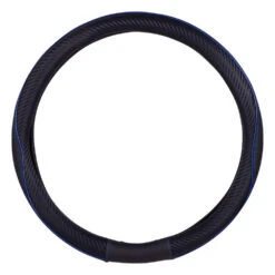 SCA Steering Wheel Cover Leather Look & Carbon Black/Blue 380mm Diameter