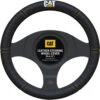 Caterpillar Steering Wheel Cover Leather Yellow/White Stripe 380mm Diameter
