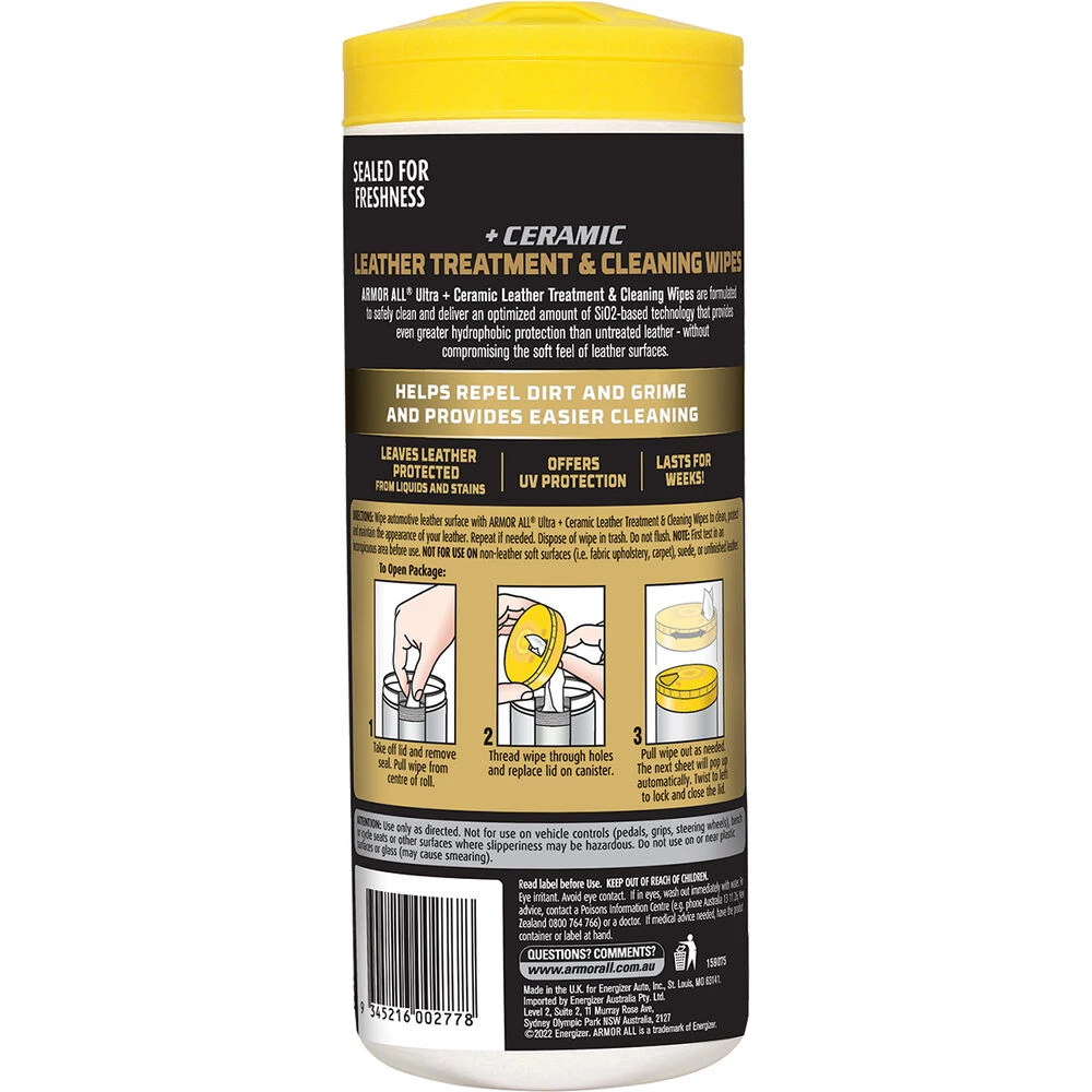 Armor All Ultra Ceramic Leather Cleaning Wipes 24 Pack 4 Armor All Ultra Ceramic Leather Cleaning Wipes 24 Pack - Image 2