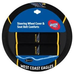 AFL Steering Wheel Cover And Seat Belt Buddies - Eagles, 380mm Diameter